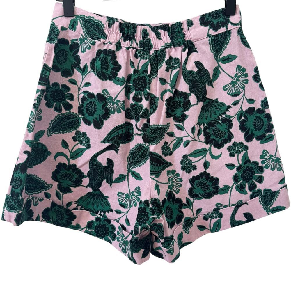 Corey Lynn Calter Anthropologie Gardenia Floral Shorts Pink Green Size Small - Picture 8 of 11